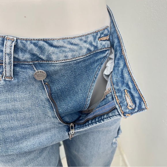 NEW Cello Wide Leg Denim Jeans SIZE 9 Inseam 28 Distressed High Waist - Picture 9 of 12